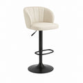 Tabouret de bar réglable pivotant beige en similicuir PU avec base noire 50 x 51 x 90-111 cm