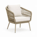 Fauteuil de jardin beige en aluminium et corde PE avec coussins 66 x 72 x 82 cm
