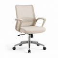 Chaise de bureau ergonomique beige à dossier en maille polyester avec accoudoirs et roulettes 63 x 63 x 104-114 cm