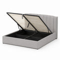 Lit coffre 160 x 200 cm gris clair en polyester avec sommier relevable