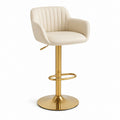 Tabouret de bar réglable pivotant crème en cuir synthétique PU avec pied doré 50 x 55 x 90-110 cm