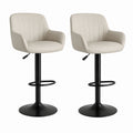 Lot de 2 tabourets de bar réglables crème en PU avec accoudoirs et piètement acier noir 52 x 54 x 88-109 cm
