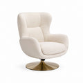Fauteuil pivotant beige en polyester bouclette avec base ronde en acier 76 x 78 x 82 cm