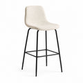 Tabouret de bar beige en polyester bouclette avec structure en acier noir 47 x 52 x 96 cm