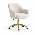 Chaise de bureau pivotante beige en polyester avec accoudoirs 60 x 60 x 82-92 cm