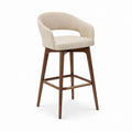 Tabouret de bar avec accoudoirs beige en polyester et bois massif 52 x 55 x 104 cm