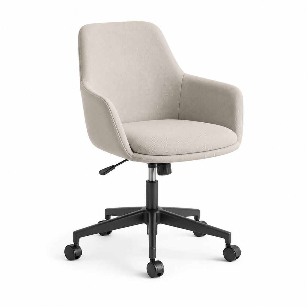 Chaise de bureau à roulettes beige en polyester avec accoudoirs 60 x 60 x 82-92 cm