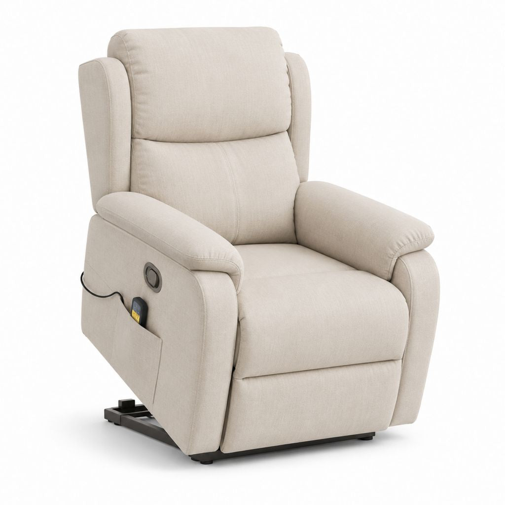 Fauteuil relax électrique inclinable droit beige en polyester 84 x 95 x 98 cm