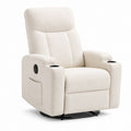 Fauteuil relax inclinable pivotant beige en polyester avec porte-gobelets 90 x 95 x 102 cm