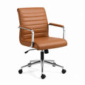 Chaise de bureau pivotante marron en similicuir PU avec accoudoirs et roulettes 60 x 60 x 104-114 cm