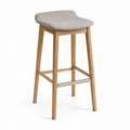 Tabouret de bar gris clair en chêne massif avec assise rembourrée 48 x 52 x 98 cm